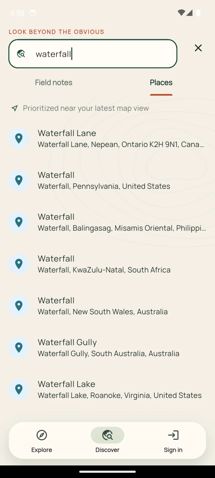 Locsy nearby places discovery screen