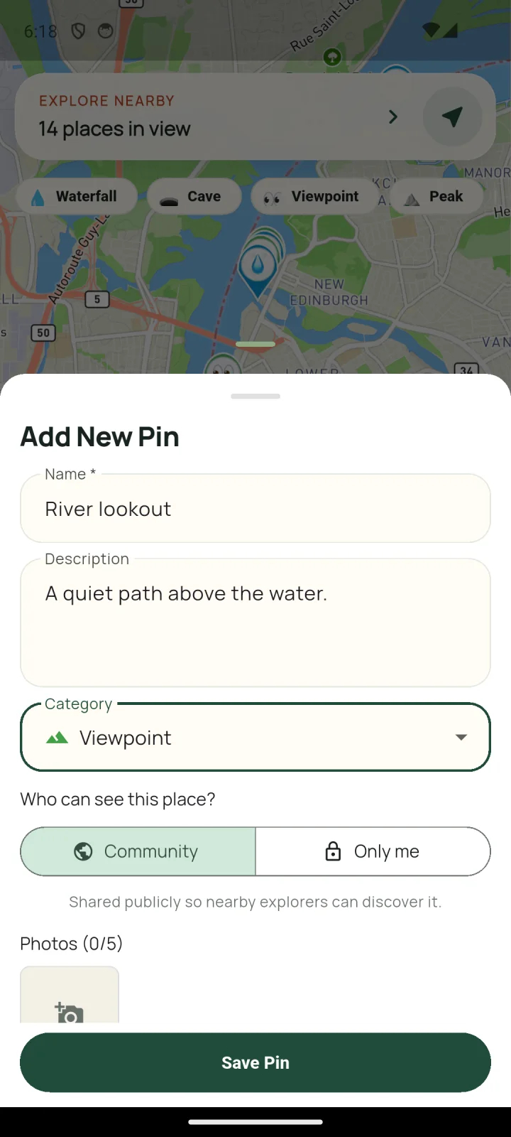 Locsy field-note editor with public and private visibility controls